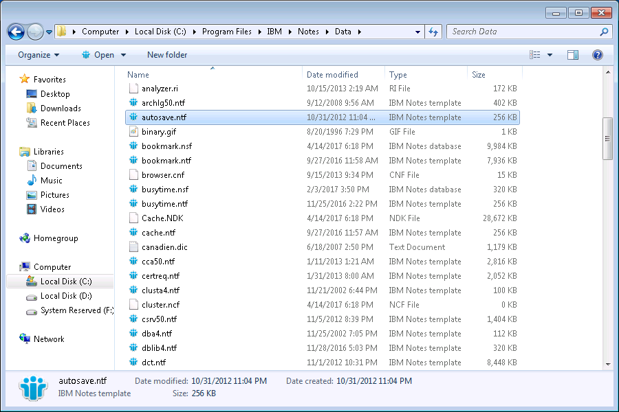 autosave ntf file
