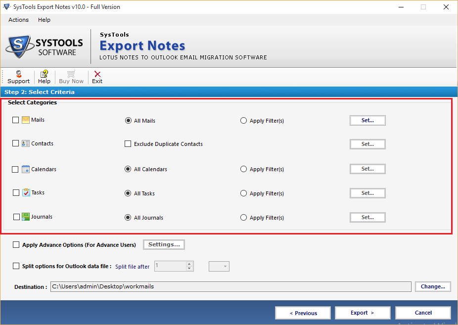 Lotus Notes NSF to Outlook PST Tool