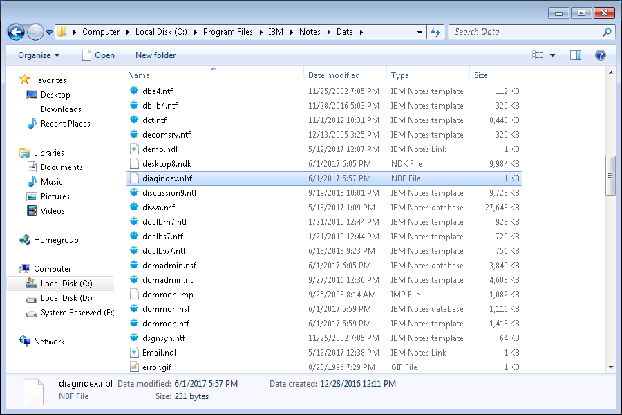 diagindex nbf file