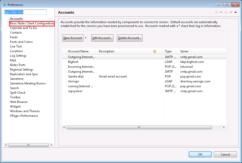 Basic Notes Client Configuration